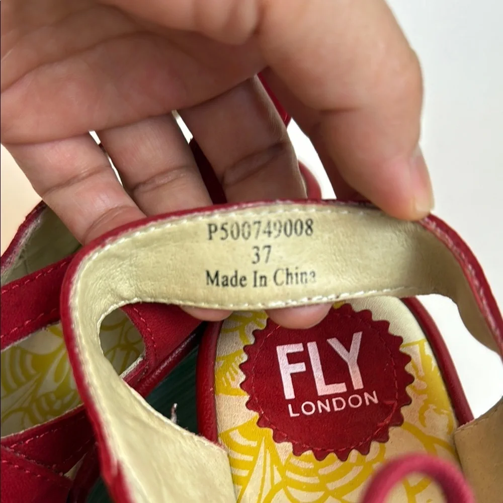 Fly London Red Strappy Wedge Sandals‎ with Gladiator Style Size 37